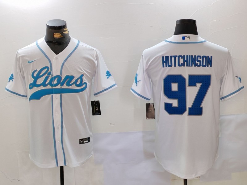 Men's Detroit Lions Aidan Hutchinson #97 White Jersey